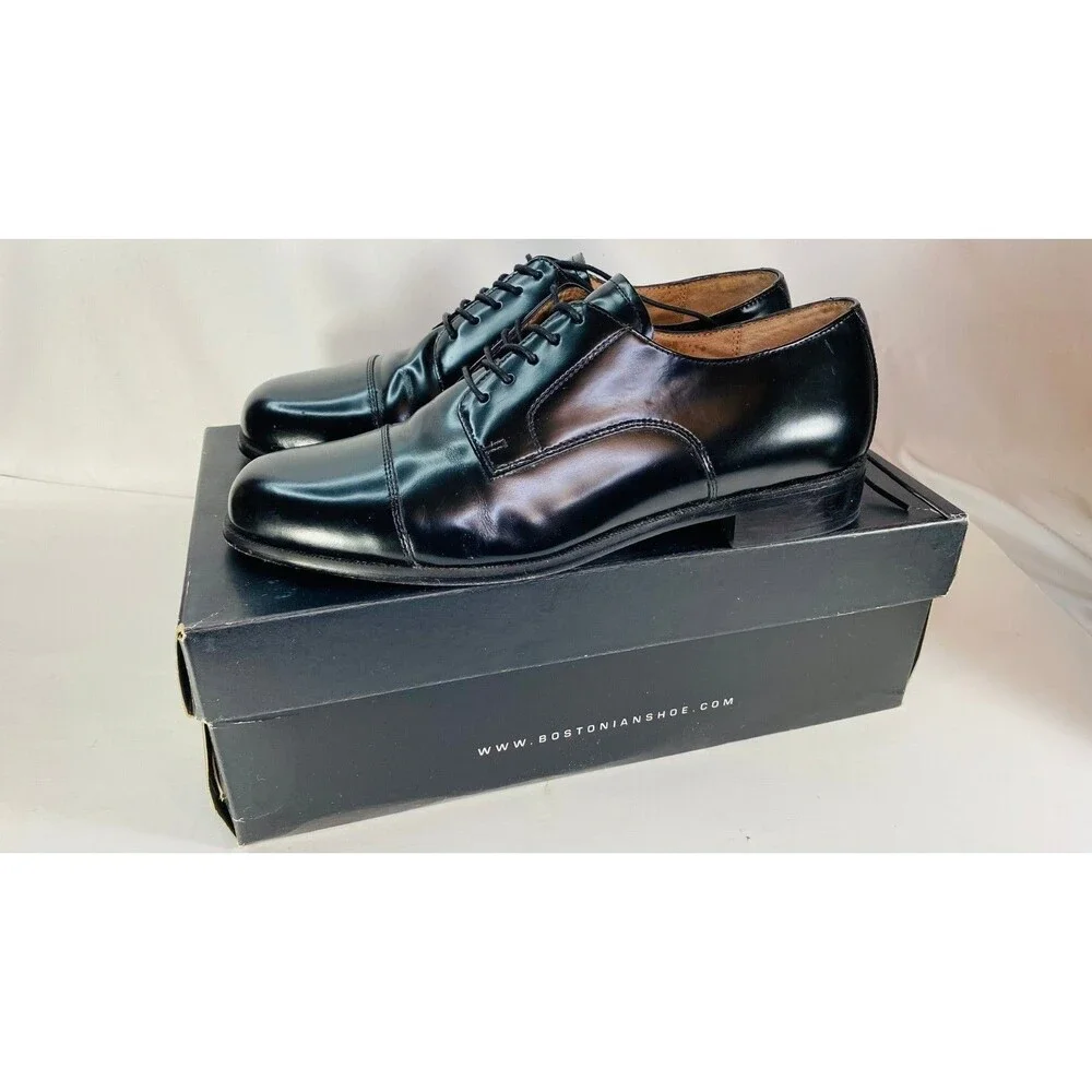 Bostonian Classics Black Cap Toe Oxford Dress Shoes 9M Original Box USA